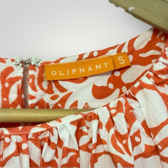 New Oliphant Dress Women Crew Flirty 1224V Orange Button Front Poplin Mini Sz XS - Picture 3 of 8